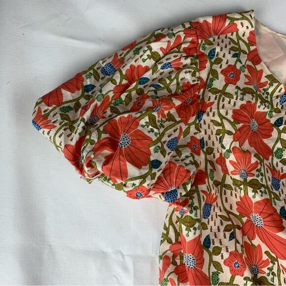 &merci women's large Floral Dress open back Red white cream bridal garden sun - Picture 7 of 12